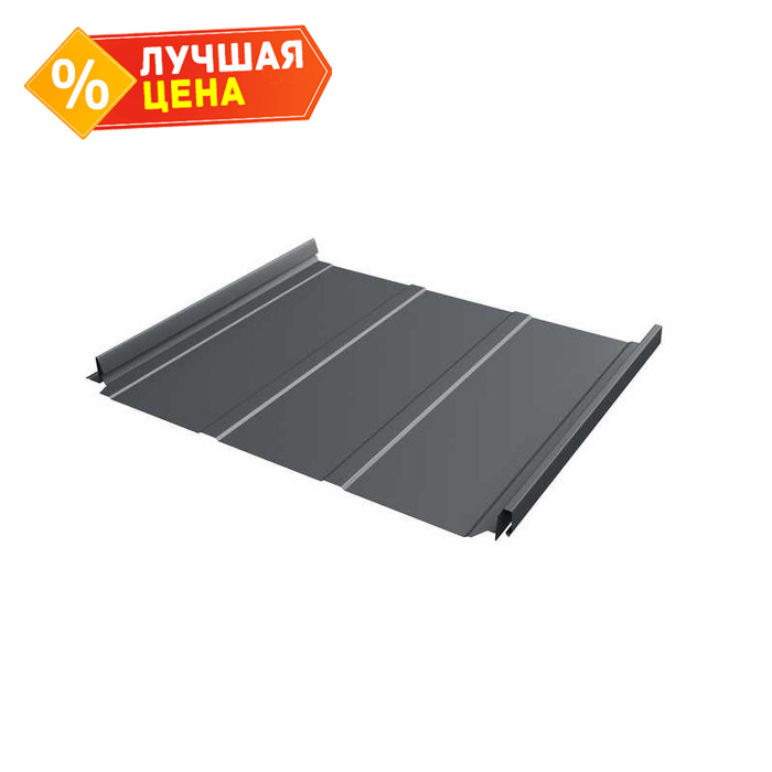 Фальцевая кровля Кликфальц Pro Line Grand Line 0,5 PurLite Matt RAL 7024 Мокрый Асфальт | с пленкой
